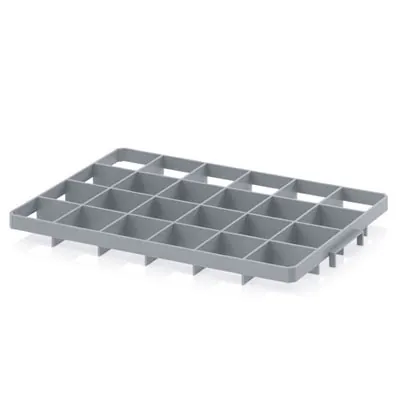 Séparateur pour bac Euro 24 compartiments 60 x 40 cm gris argenté - Bacs plastique à parois et fond pleins