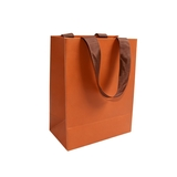 Sac papier pelliculé mat Marron avec poignées ruban 18 x 10 x 23 cm - Paquet de 20 - Emballage Boutique