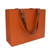 Sac papier pelliculé mat Marron avec poignées ruban 32 x 11 x 25 cm - Paquet de 20 - Emballage Boutique