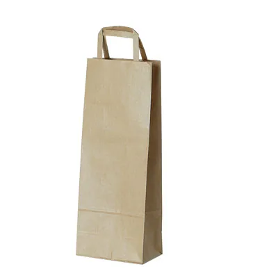 Sac bouteille kraft brun vergé 14 + 9 x 36 cm 100 g/m² – Sac cadeau bouteille – 1 bouteille - Paquet de 250 - Sacs bouteilles