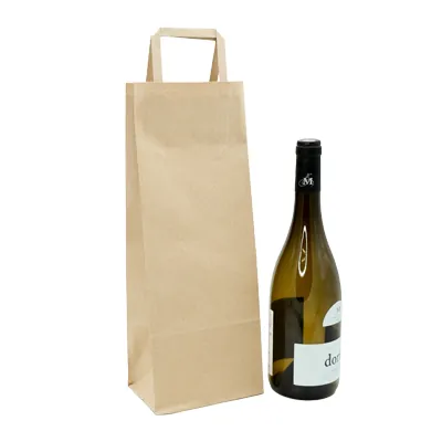 Sac bouteille kraft brun vergé 14 + 9 x 36 cm 100 g/m² – Sac cadeau bouteille – 1 bouteille - Paquet de 250 - Sacs bouteilles-3