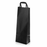 Sac bouteille kraft noir poignées plates 14 x 9 x 36 cm 100 g/m² – Sac cadeau bouteille – 1 bouteille - Paquet de 250