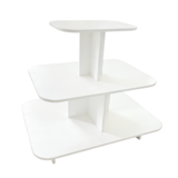 Présentoir 3 niveaux ovale bois blanc 120 x 90 x 106 cm - Présentoir central - Présentoir pyramide - Podiums de présentation, Présentoirs 3 niveaux