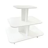Présentoir 3 niveaux ovale bois blanc 120 x 90 x 106 cm - Présentoir central - Présentoir pyramide - Podiums de présentation, Présentoirs 3 niveaux