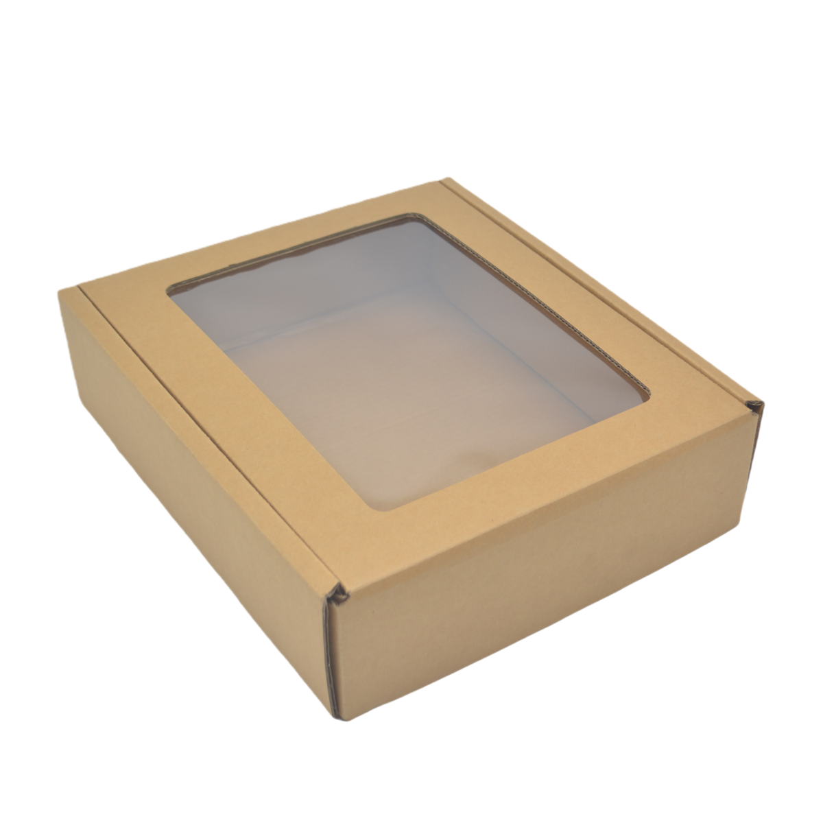 Boîte kraft avec fenêtre 29,5 x 33,5 x 9 cm - Boîte cadeau kraft - Brun - Lot de 10 - Boites cadeaux carton pliables