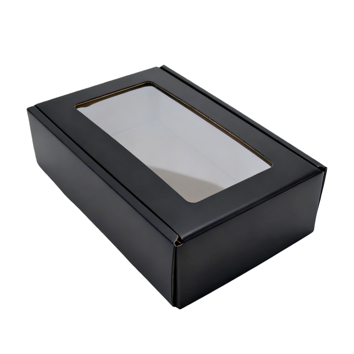 Boîte kraft avec fenêtre 20 x 33,5 x 9 cm - Boîte cadeau kraft - Noir - Lot de 10 - Boites cadeaux carton pliables