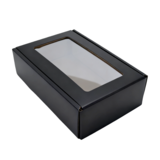 Boîte kraft avec fenêtre 20 x 33,5 x 9 cm - Boîte cadeau kraft - Noir - Lot de 10 - Emballage Boutique