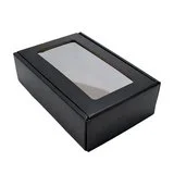 Boîte kraft avec fenêtre 20 x 33,5 x 9 cm - Boîte cadeau kraft - Noir - Lot de 10 - Boites cadeaux carton pliables