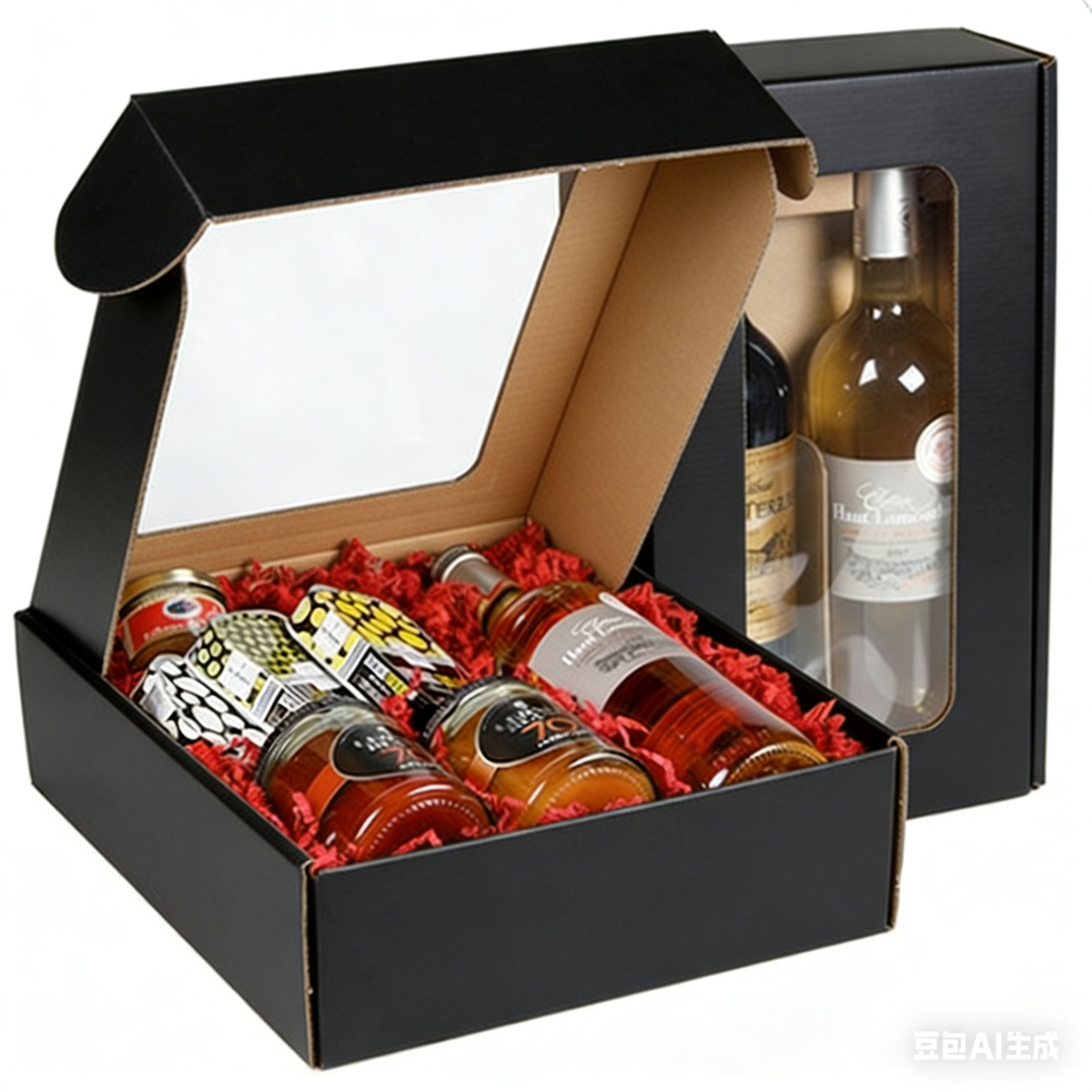 Boîte kraft avec fenêtre 29,5 x 33,5 x 9 cm - Boîte cadeau kraft - Noir - Lot de 10 - Boites cadeaux carton pliables-2