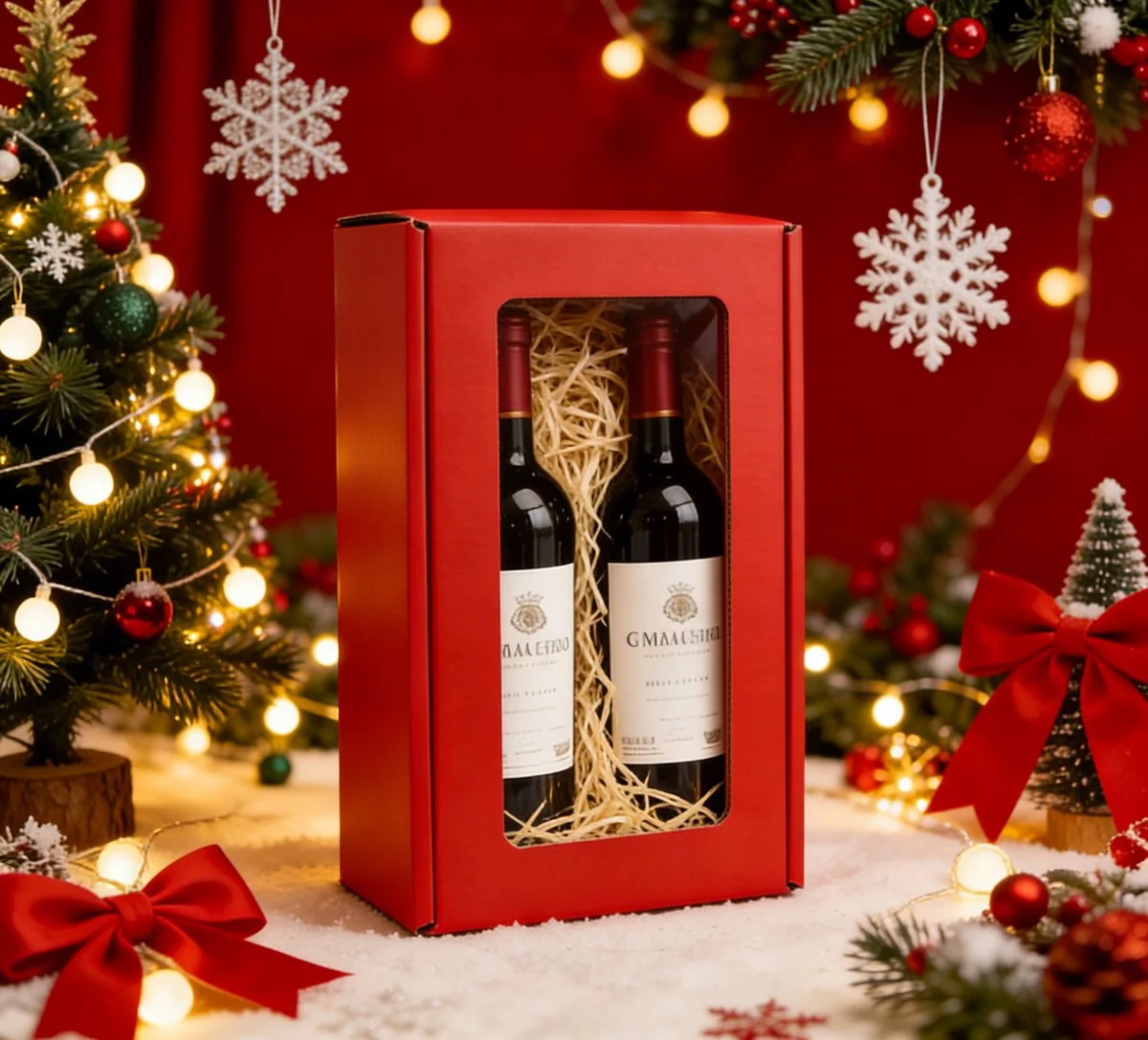 Boîte kraft avec fenêtre 20 x 33,5 x 9 cm - Boîte cadeau kraft - Rouge - Lot de 10 - Boites cadeaux carton pliables-3