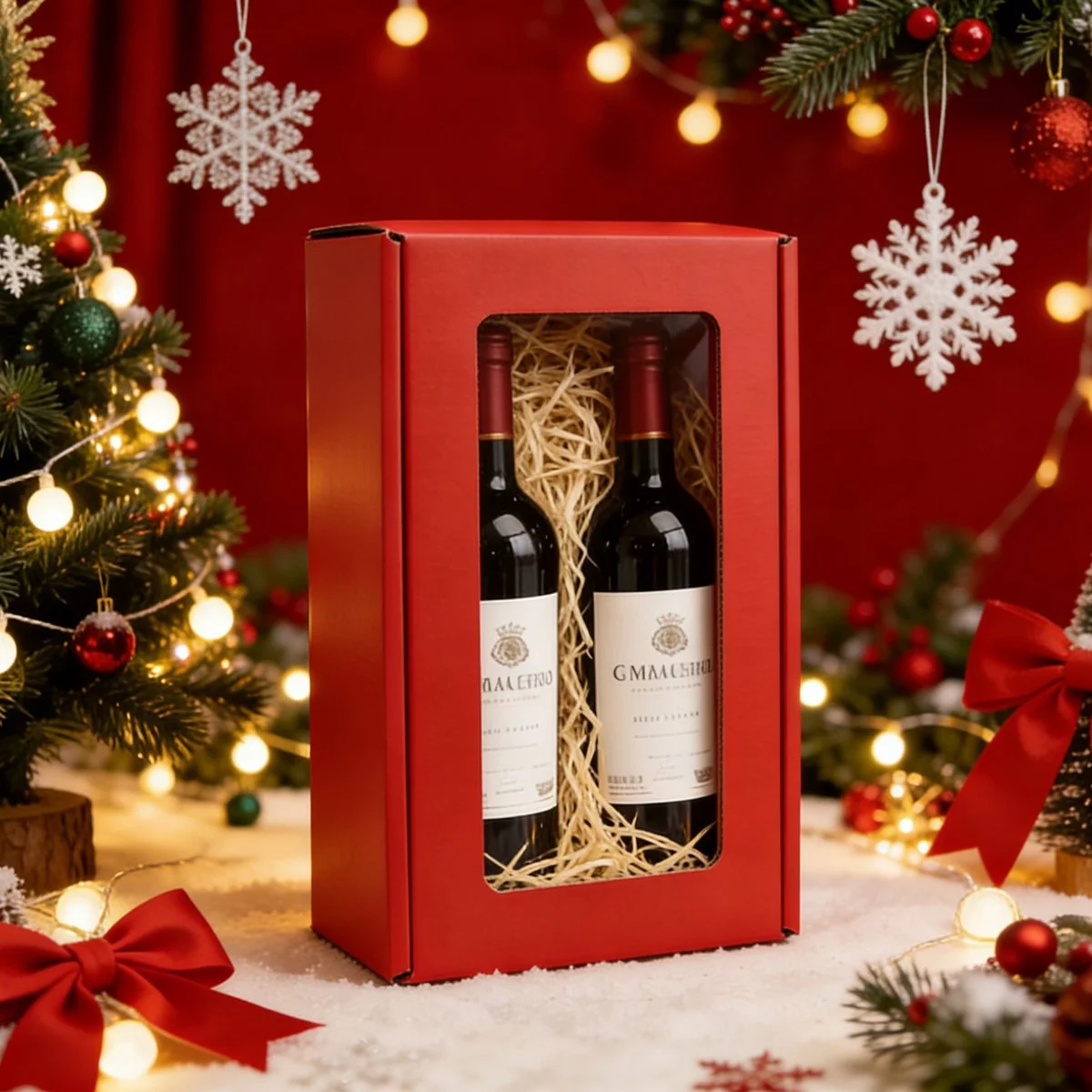 Boîte kraft avec fenêtre 20 x 33,5 x 9 cm - Boîte cadeau kraft - Rouge - Lot de 10 - Boites cadeaux carton pliables-3