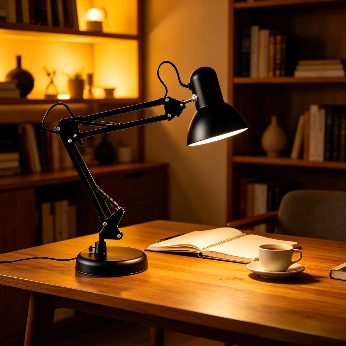 Lampe de bureau architecte métal noire ø 15 x H 60 cm – Socle ou pince – Bras orientable E27 - Luminaires bureau, Ergonomie bureautique -4