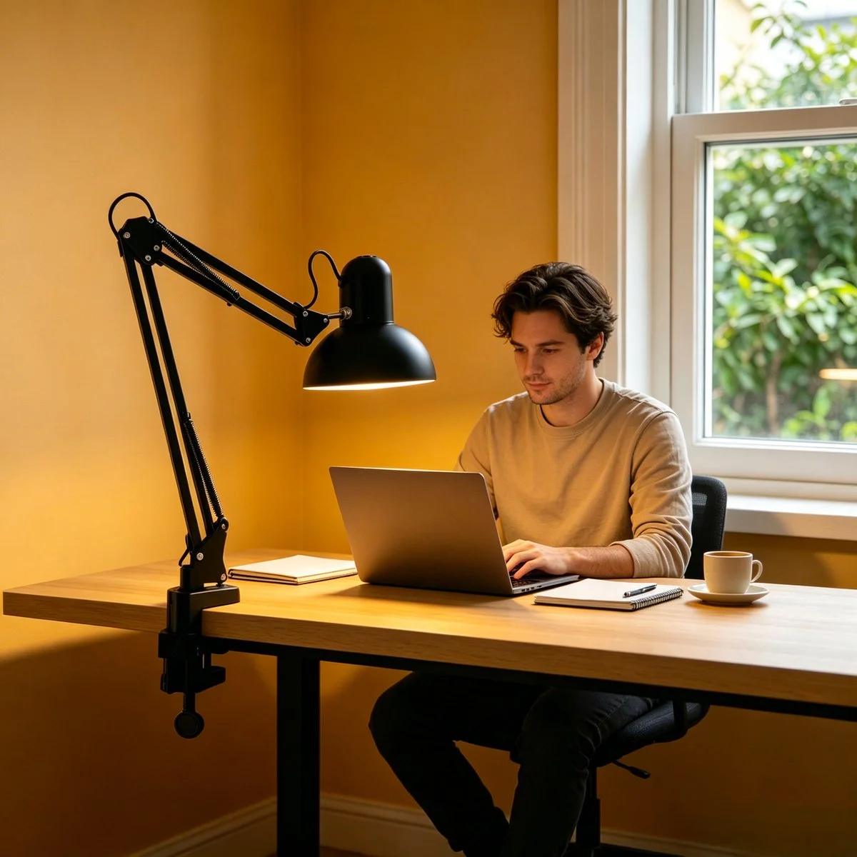 Lampe de bureau architecte métal noire ø 15 x H 60 cm – Socle ou pince – Bras orientable E27 - Luminaires bureau, Ergonomie bureautique -5