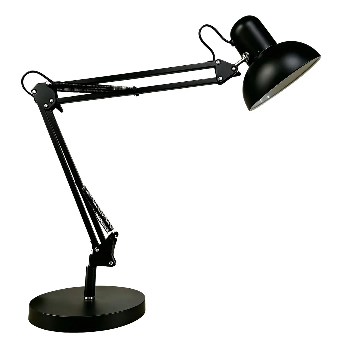 Lampe de bureau architecte métal noire ø 20 x H 85 cm – Base lestée ou pince – Ampoule E27 7 W - Luminaires bureau, Ergonomie bureautique 