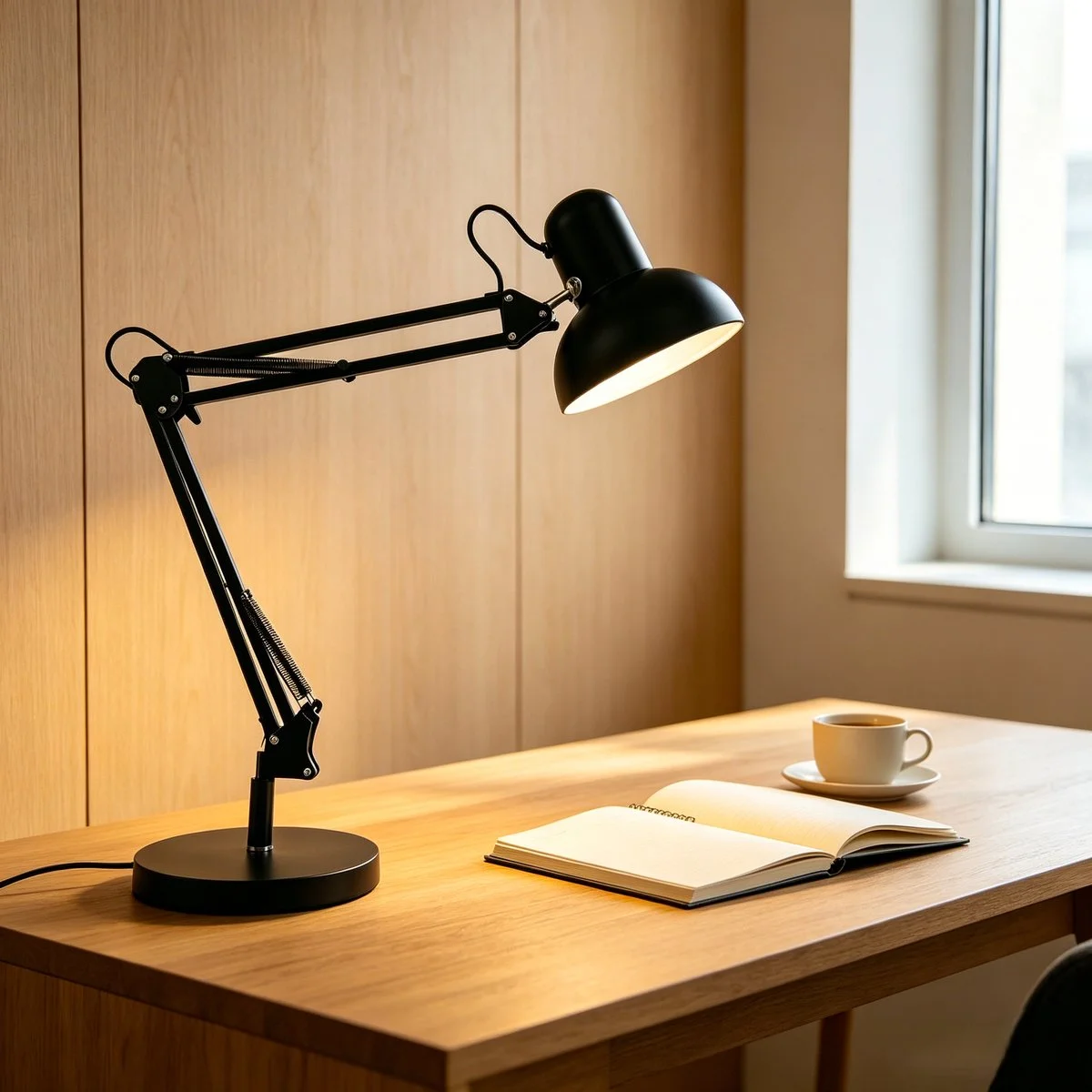 Lampe de bureau architecte métal noire ø 20 x H 85 cm – Base lestée ou pince – Ampoule E27 7 W - Luminaires bureau, Ergonomie bureautique -3