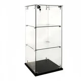 Vitrine comptoir en verre trempé socle noir 2 tablettes 40 x 40 x 85 cm - Vitrine d’exposition - Vitrines de comptoir