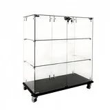 Vitrine d'exposition bois noir 4 tablettes verre sur roulettes 80 x 40 x 90 cm – Meuble vitrine - Meuble vitrine exposition magasin - Vitrines Bois