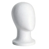 Tête mannequin unisexe polystyrène blanc H 28,5 cm – Tête d'exposition pour chapeau, casquette, foulard et perruque – Tour de tête 54 cm