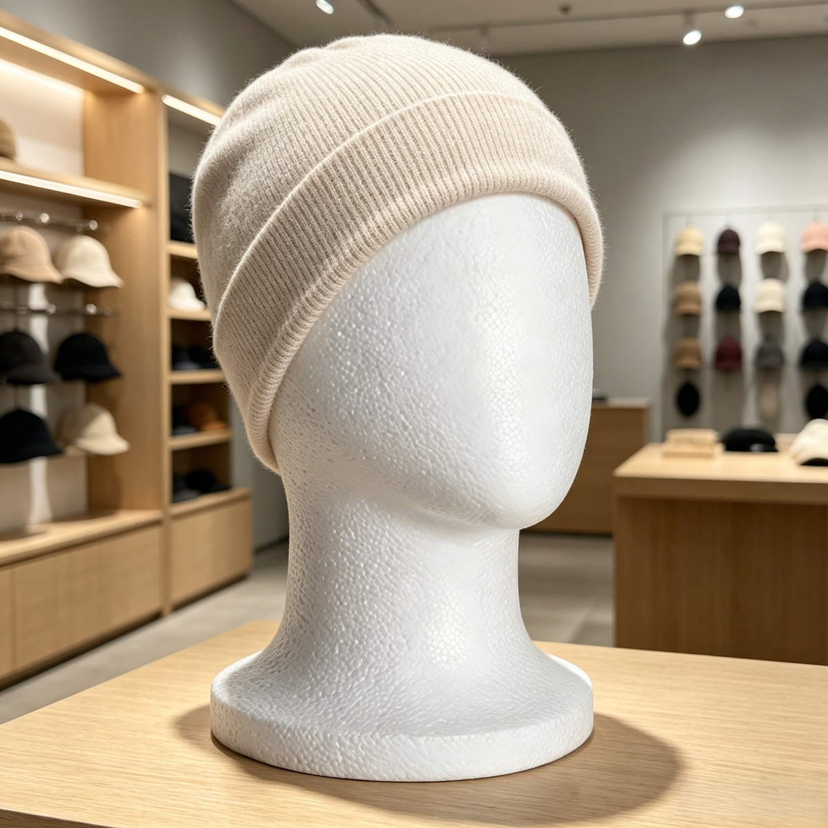 Tête mannequin unisexe polystyrène blanc H 28,5 cm – Tête d'exposition pour chapeau, casquette, foulard et perruque – Tour de tête 54 cm - Têtes mannequin, têtes à perruque-2