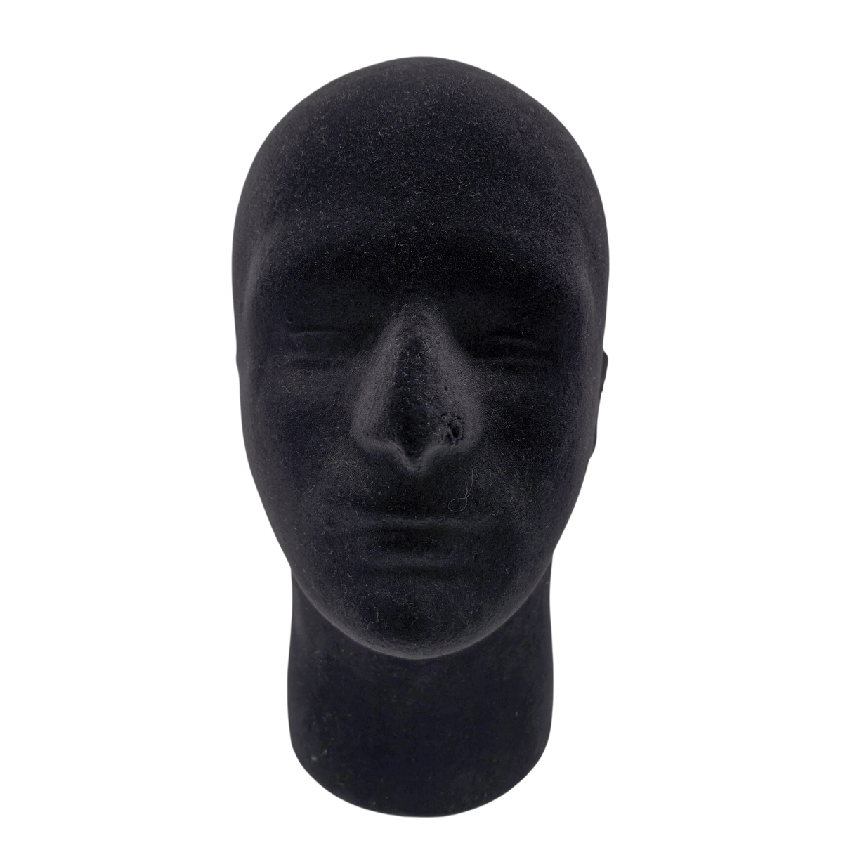 Tête mannequin homme polystyrène floqué velours noir H 28 cm – Tête d'exposition pour chapeau, casquette et perruque – Tour de tête 54 cm - Têtes mannequin, têtes à perruque-2