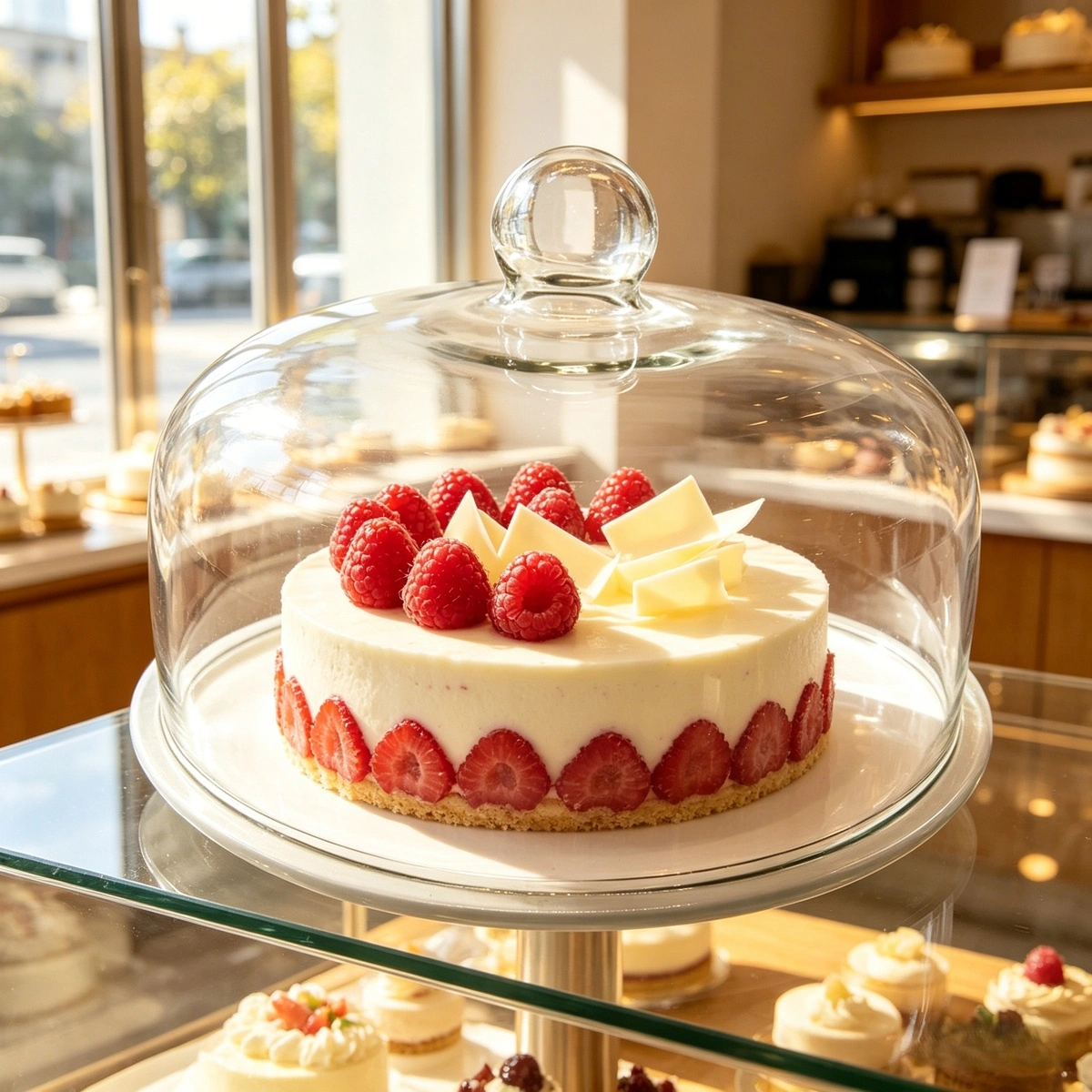 Plat de présentation sur pied céramique Ø 19,8 cm - Présentoir à gâteau - Blanc - Cloches à gâteaux, Présentoirs gâteaux-3