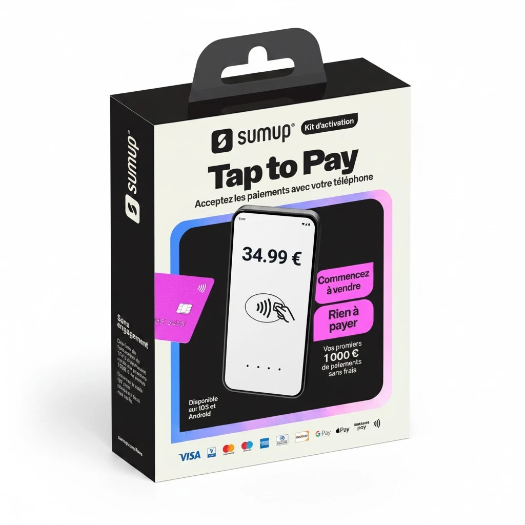 Kit d'activation SumUp Tap to Pay – Paiement par carte sans contact sur smartphone Android et iPhone, sans terminal - Encaissement mobile