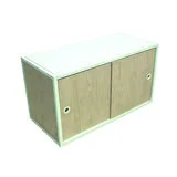 Caisson portes coulissantes métal 80 x 40 x 43,5 cm – Module de rangement pour étagère magasin - Blanc / Chêne clair - Étagères magasins, Présentoirs bois