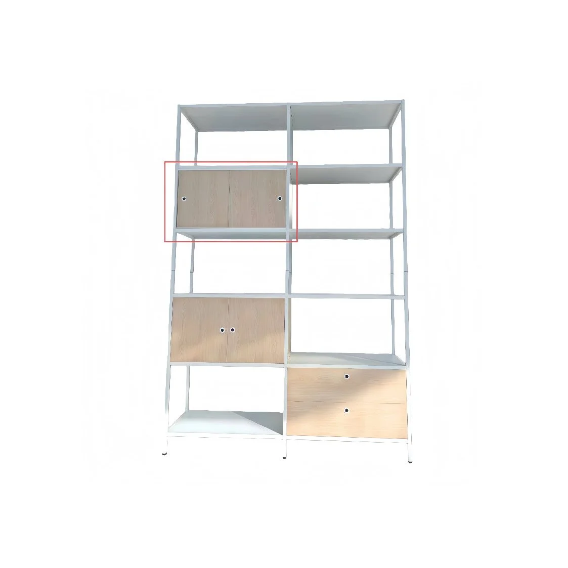 Caisson portes coulissantes métal 80 x 40 x 43,5 cm – Module de rangement pour étagère magasin - Blanc / Chêne clair - Étagères magasins, Présentoirs bois-2
