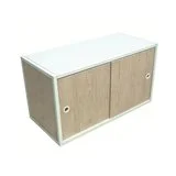 Caisson portes coulissantes métal 80 x 40 x 43,5 cm – Module de rangement pour étagère magasin - Blanc / Chêne clair - Étagères magasins, Présentoirs bois