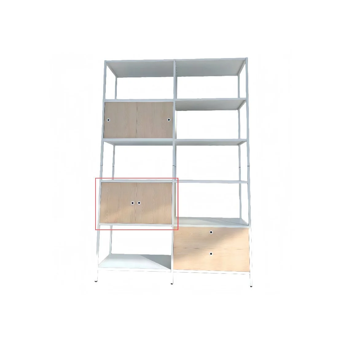 Caisson 2 portes métal 80 x 40 x 43,5 cm – Module de rangement pour étagère magasin - Blanc / Chêne clair - Étagères magasins, Présentoirs bois-2