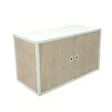 Caisson 2 portes métal 80 x 40 x 43,5 cm – Module de rangement pour étagère magasin - Blanc / Chêne clair - Étagères magasins, Présentoirs bois
