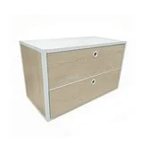 Caisson 2 tiroirs métal 80 x 40 x 43,5 cm – Module de rangement pour étagère magasin - Blanc / Chêne clair - Étagères magasins, Présentoirs bois