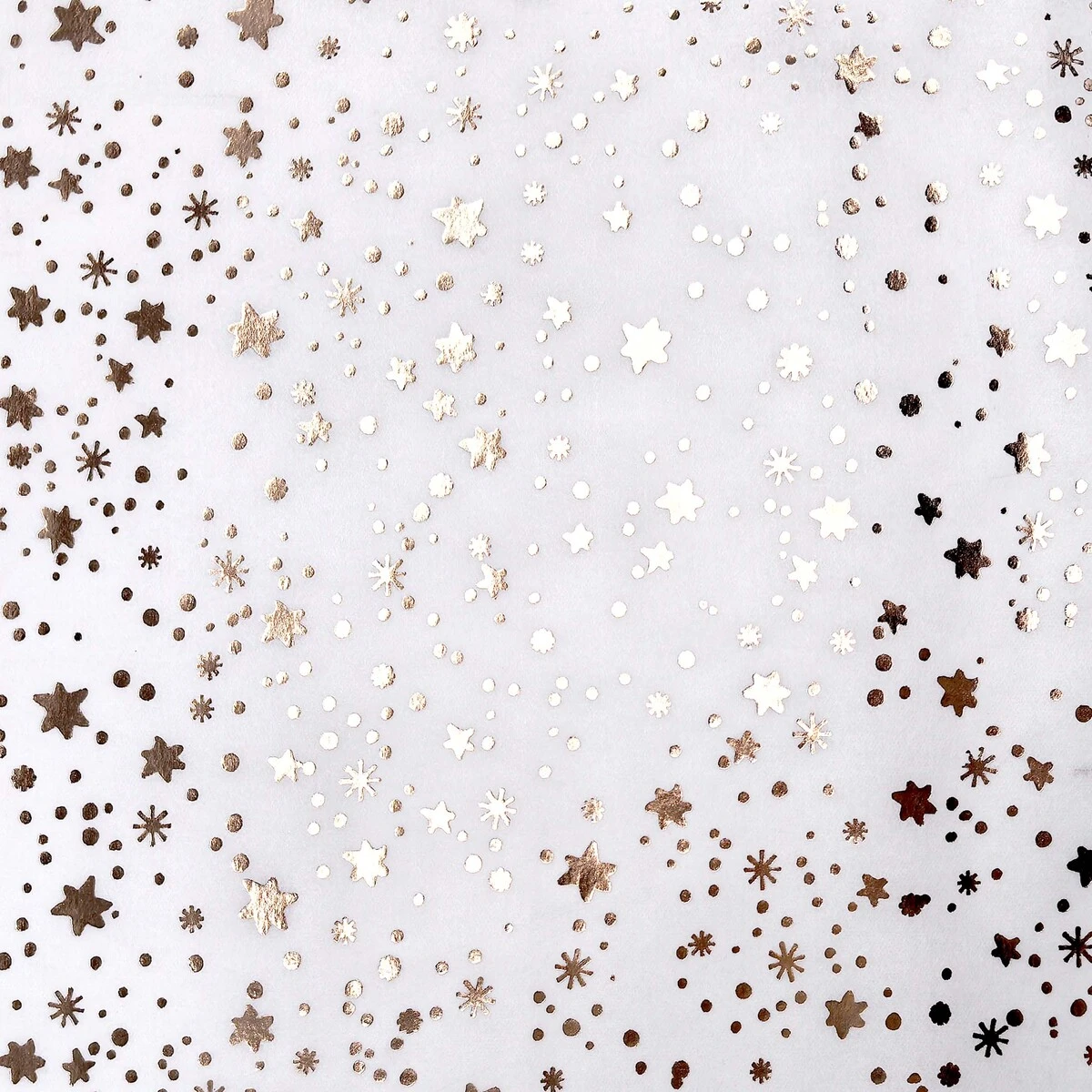 Papier de soie blanc étoiles cuivre 17 g/m² 50 x 70 cm – Papier de soie de Noël – Rame de 120 feuilles - Papiers de soie