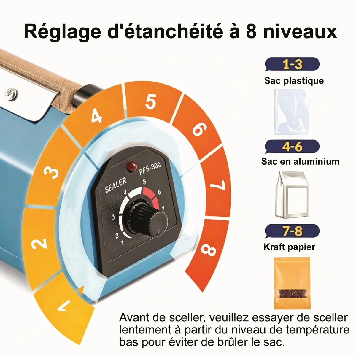 Soudeuse à impulsion 30 cm avec couteau – Scelleuse à impulsion manuelle 200W 3mm - Machine sous vide, Sachets sous vide-2