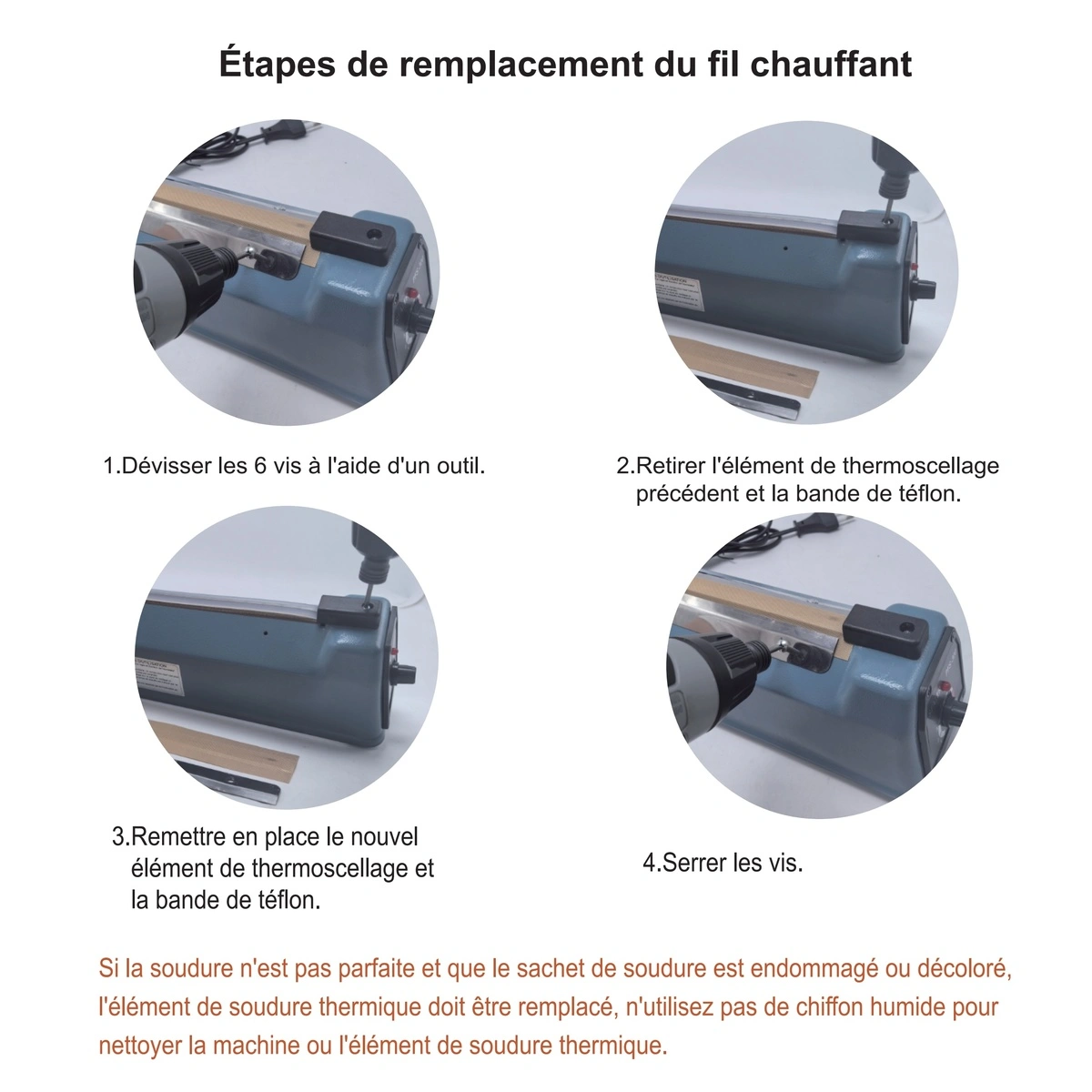 Soudeuse à impulsion 30 cm avec couteau – Scelleuse à impulsion manuelle 200W 3mm - Machine sous vide, Sachets sous vide-3