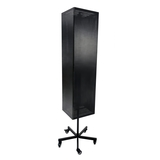 Présentoir rotatif perforé 4 faces sur roulettes 32 x 32 x H 170 cm – Tourniquet magasin métal noir pour bijoux et accessoires - Présentoirs à bijoux multifonction