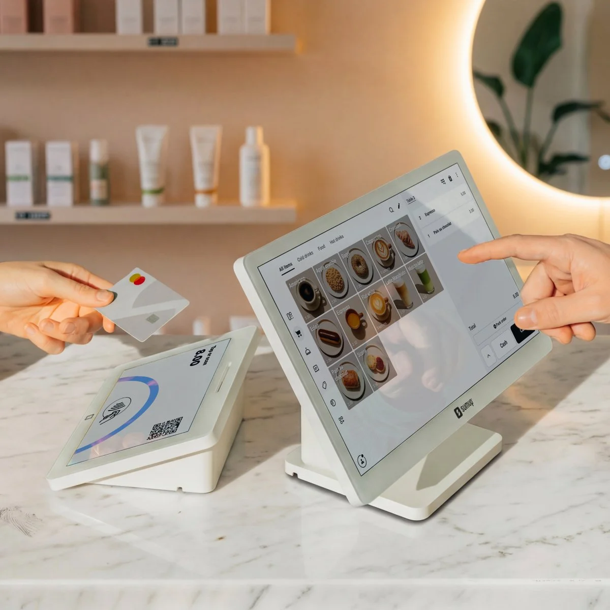 Caisse enregistreuse SumUp double écran tactile – Caisse tout-en-un blanche avec écran client pour commerce et restauration - Caisses enregistreuses-5