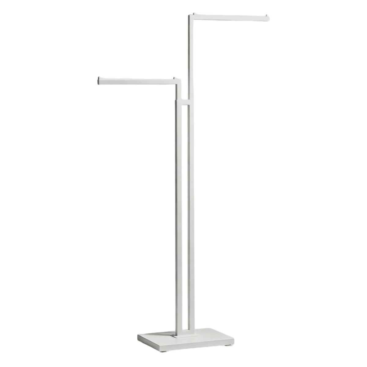 Portant multi bras 2 bras décalés H 126 à 180 cm métal - Portant vêtement multi bras - Blanc sablé - Portants à vêtements multibras