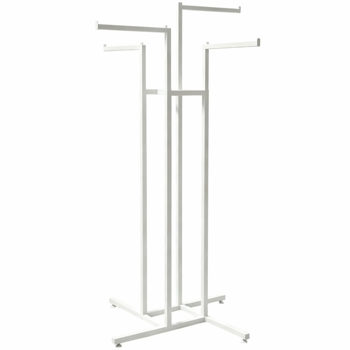Portant multi bras 4 bras décalés H 130 à 180 cm métal - Portant vêtement multi bras - Blanc sablé - Portants à vêtements multibras
