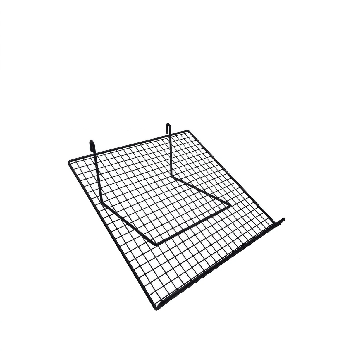 Tablette fil inclinée pour présentoir grille 35 x 35 cm - Tablette pour grille d'exposition - Noir - Tablettes, Corbeilles et Porte visuels pour grilles