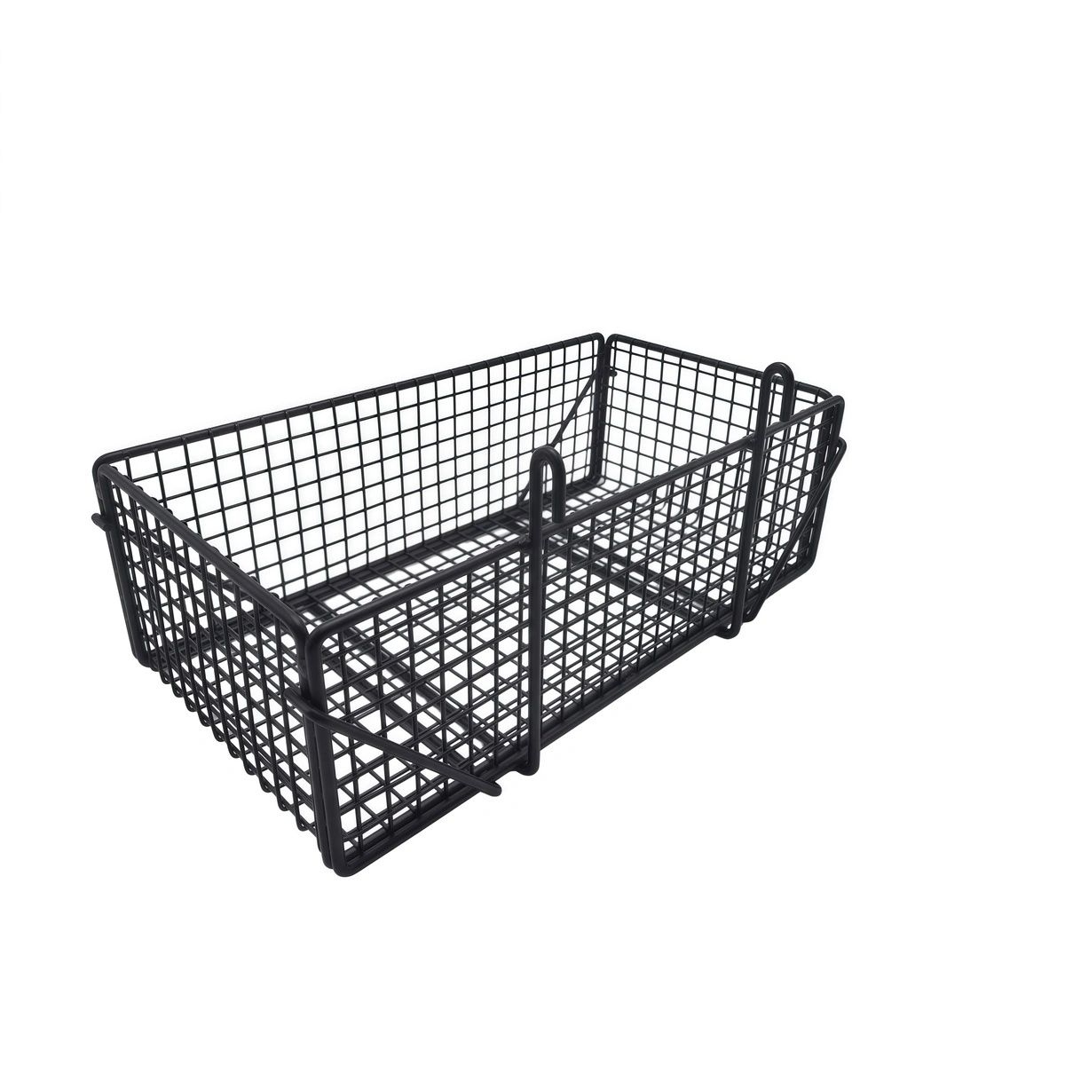 Corbeille fil métal pour grille d’exposition 40 x 20 x 13 cm - Panier fil pour grille - Noir - Tablettes, Corbeilles et Porte visuels pour grilles-2