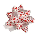 Etoile adhésive blanche coeurs rouges ø 50 x 10 mm 16 boucles - Paquet de 50 - Bolducs fête des mères