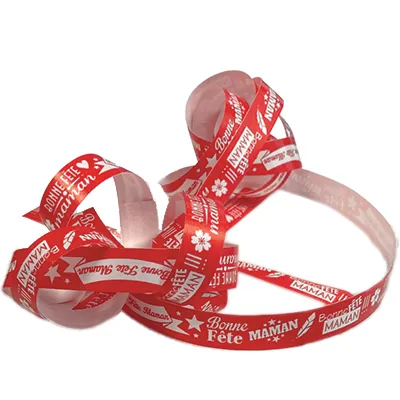 Bolduc Bonne fête Maman rouge et blanc 10 mm x 225 m – Ruban cadeau fête des Mères - Bolducs imprimés, Bolducs à motifs-2