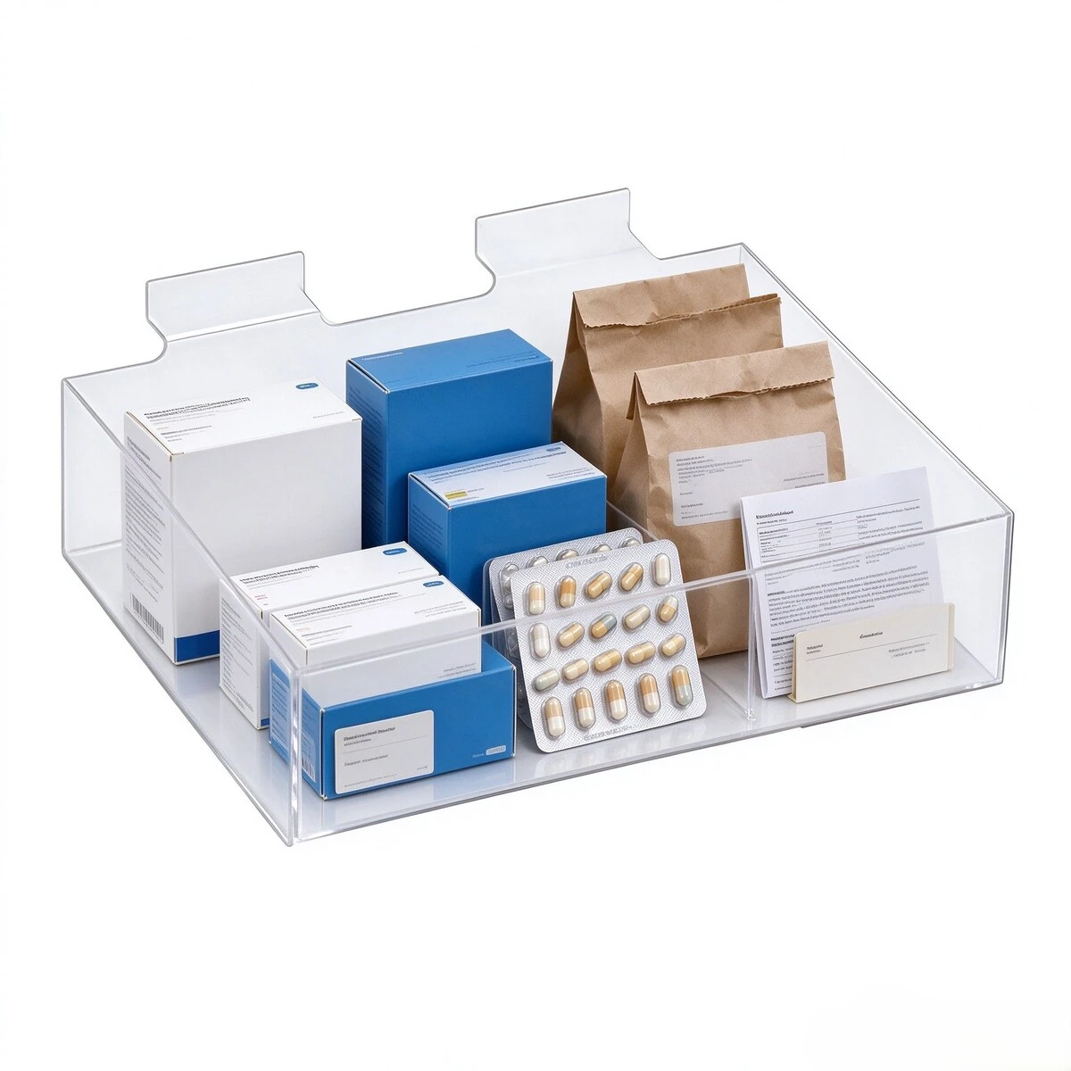 Présentoir plexi pour panneau rainuré 15 x 10 x 3 cm - Boîte plexi - Bac plexi - Bacs pour panneaux rainurés-2