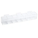 Présentoir plexi avec compartiments pour panneau rainuré 58 x 8 x 9 cm - Boîte plexi - Bac plexi - Bacs pour panneaux rainurés