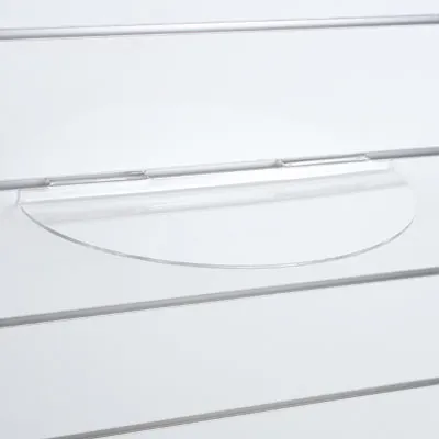 Tablette plexi demi-lune transparente pour panneau rainuré 41 x 20,1 cm, ép. 4 mm - Tablette arrondie - Tablettes pour panneaux rainurés-2