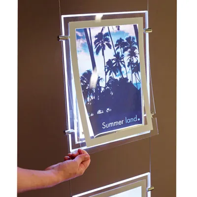 Kit affichage LED sur câble 3 x format A4 vertical - Module porte-affiche A4 - Porte-visuels muraux - à suspendre-3