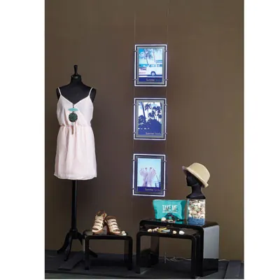 Kit affichage LED sur câble 3 x format A4 vertical - Module porte-affiche A4 - Porte-visuels muraux - à suspendre-4
