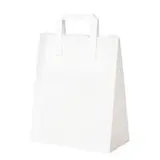 Sac kraft blanc poignées plates – 22 x 12 x 28 cm – Paquet de 50 - Sacs kraft blanc poignées plates