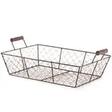Corbeille métal rectangulaire marron avec 2 anses 35 x 25 x 9 cm - Corbeilles métal